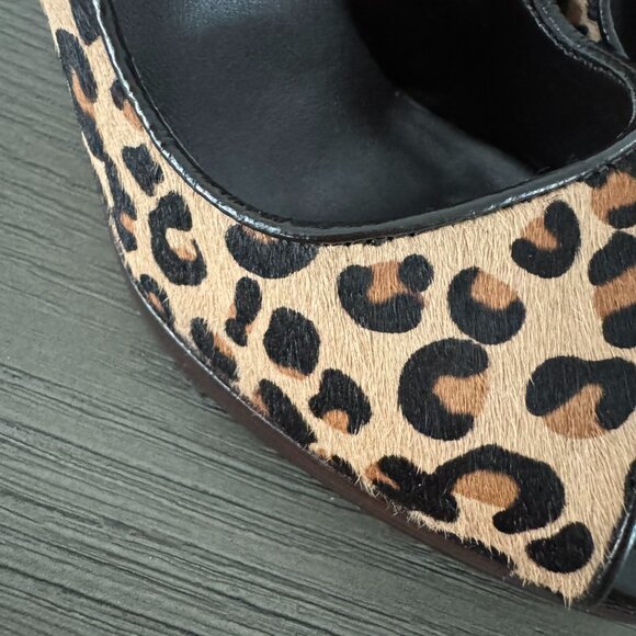 ALDO Leopard Print Hair Material Peep Toe Pumps - Size 8 (38) - Picture 3 of 10